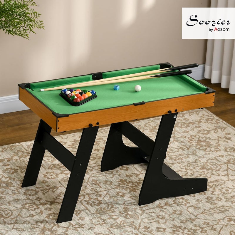 Soozier 38" Foldable Billiards Tabletop Game, Pool Table Set, Fun for The Whole Family with Easy Folding for Storage, Balls, Cues, Chalk, Brush for Game Room, Man Cave - Image 2